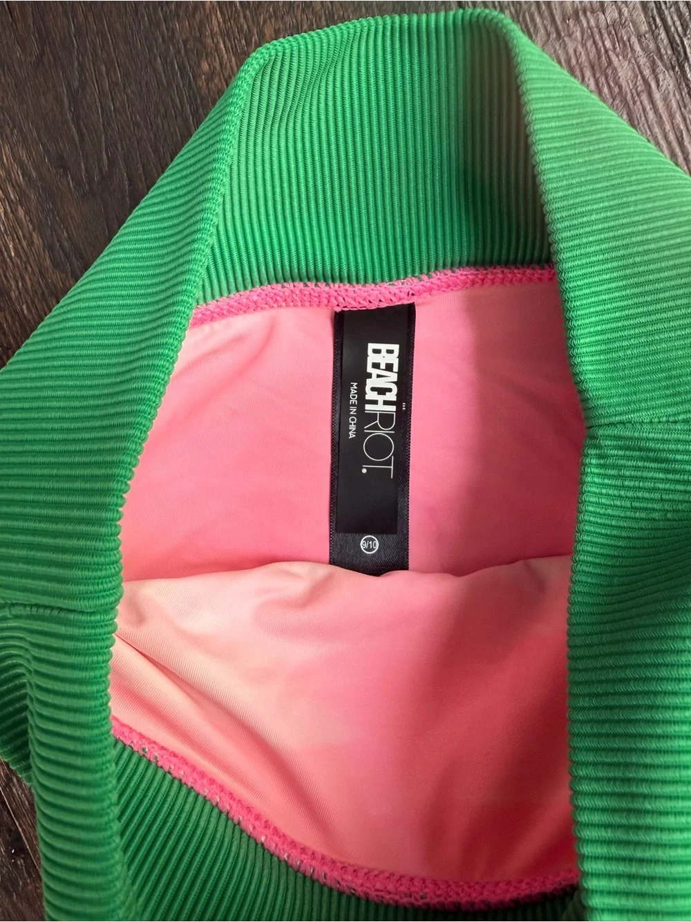 Beach Riot Pink, Orange & Green Colorblock Kids Bikini size 9/10